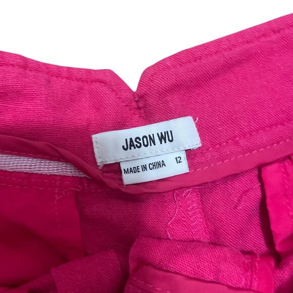 JASON WU Womens 12 Pleated Pink Fuchsia Linen Blend Lightweight High Rise Shorts - Picture 3 of 5